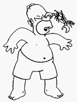 coloriage homer simpson se fait pincer le nez par un crabe